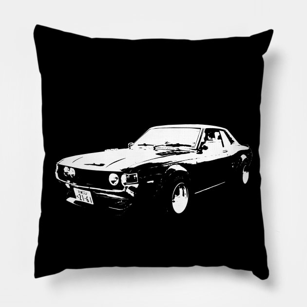 1976 Toyota Celica white Pillow by GrizzlyVisionStudio