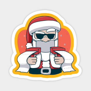 Santa with Money Guns Magnet