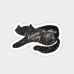 Watercolor galaxy cat - black and white Magnet