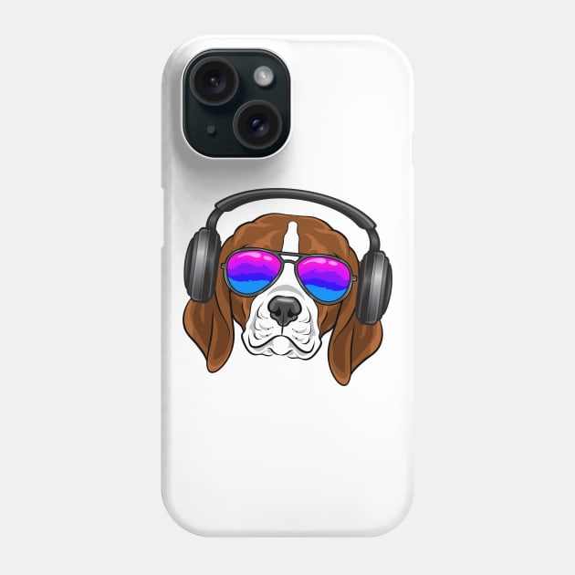 A cool beagle with glasses, headphones, music Phone Case by theanimaldude