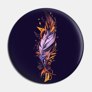 A feather sunset watercolor Pin