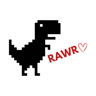 Rawr Dinosaur Happy Valentines Day - Game Pixel Dinosaur T-Shirt