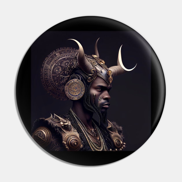 Afro Futuristic Zodiac-Aries Pin by solomonabrams