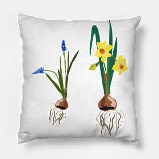 Spring flowers daffodils and muscari Pillow