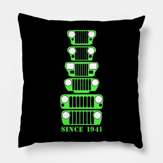 Jeep Grills Lime Green Logo Pillow by Caloosa Jeepers 