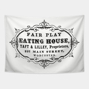 1880s Worcester Advertising for the Fair Play Eating House Tapestry