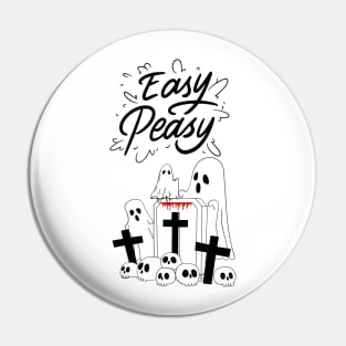 Easy Peasy Ghost Family Visiting Cemetery Halloween Pin