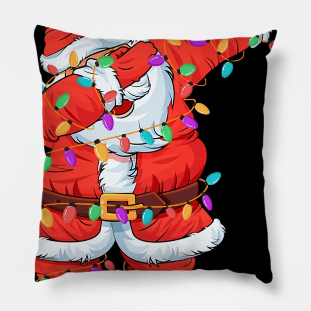 Funny Dabbing Santa Christmas Tree Lights Pillow by mittievance