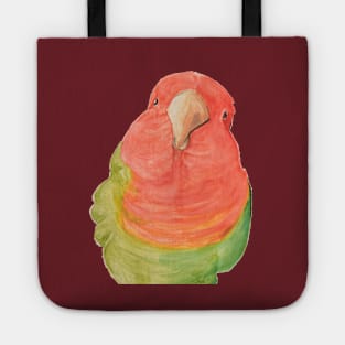 Watercolor loverbird lovebird parrot bird pink and green Tote