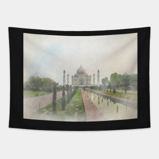 Taj Mahal Agra India Watercolour Tapestry