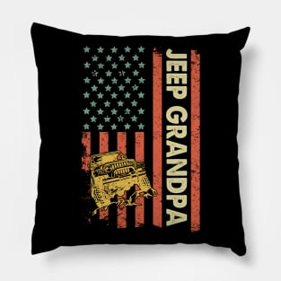 Jeep Grandpa American Flag Jeep Father's Day Jeep Gift Jeep Papa America Jeep 4th of July Pillow