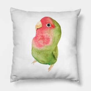 Watercolor melon loverbird lovebird parrot bird pink and green Pillow