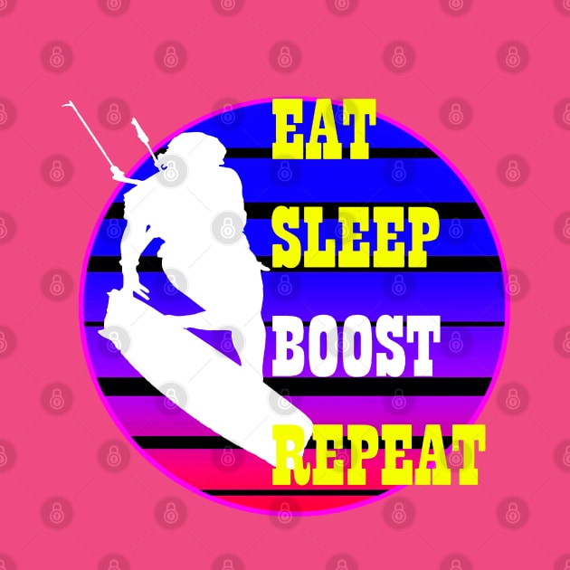 Eat Sleep Boost Repeat Female Kitesufer Retro Sunset by taiche