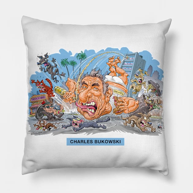 Charles Bukowski Pillow by PLAYDIGITAL2020