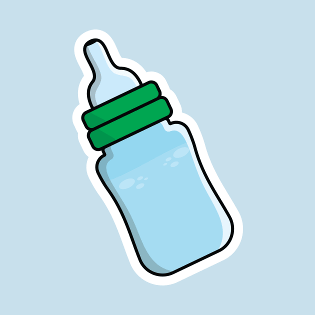 Baby's Milk Bottle Sticker vector illustration. People drink objects icon concept. Newborn baby plastic water and milk bottle sticker vector design with shadow. by AlviStudio