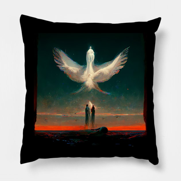 Adam and Eve in the presence of fate Pillow by Yamany