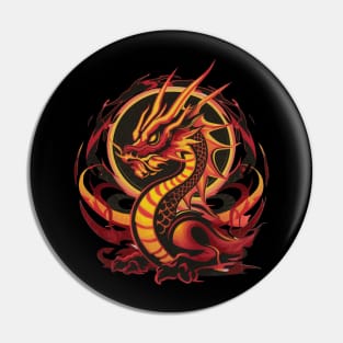 "Eternal Fire: Year of the Dragon Ukiyo-e" - Chinese Zodiac Dragon Pin