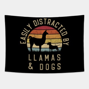 Easily distracted by Llamas and dogs I like heart Llama dog Tapestry