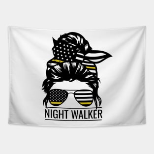 Police Dispatcher Night Shift Thin Gold Line Flag Tapestry