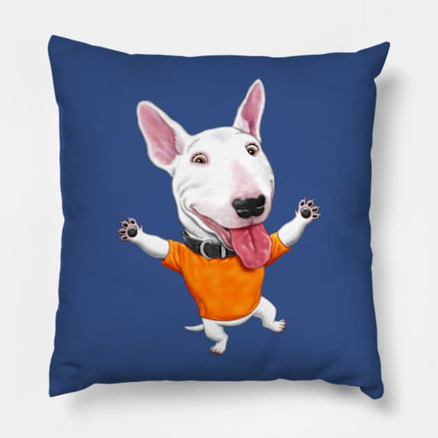 Happy Bull Terrier Pillow by Motzart