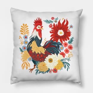 Folk Art Rooster Pillow