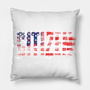 Citizen - American Flag Paint Splatter Word Art Pillow