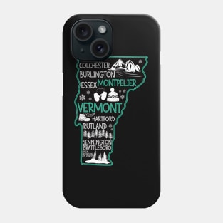 Vermont Montpelier cute map Burlington Essex Rutland Bennington Brattleboro Colchester Hartford Phone Case