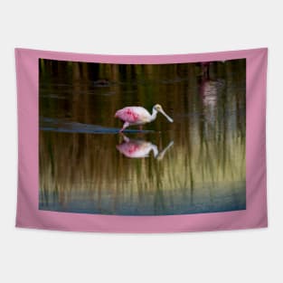 Roseate Spoonbill On the Move Tapestry