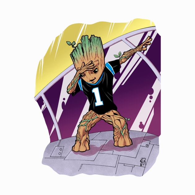 Baby Groot Dabbing (Panther Jersey) by MentalPablum