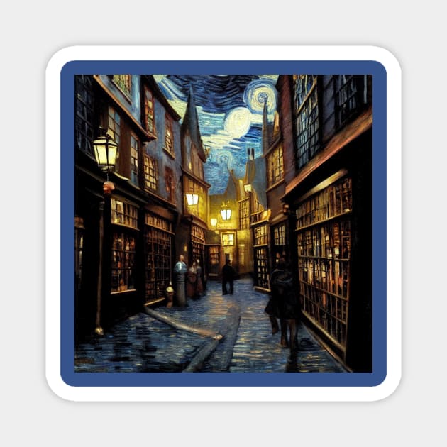 Starry Night in Diagon Alley Magnet by Grassroots Green