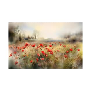 Watercolour Poppy Field T-Shirt