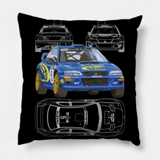 99 WRC GC8 Richard Burns BLUE PRINT Pillow