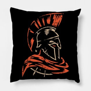 Warrior From Sparta Spartan Vintage Illustration Pillow