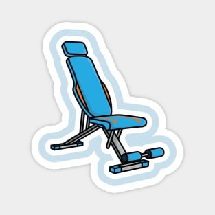 Gym Weight Bench Sticker For Exercise vector illustration. Body fitness objects icon concept. Adjustable weight bench with barbell sticker design icon with shadow. Magnet