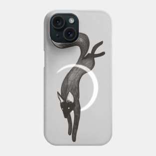 Black creepy fox jumping over the moon Phone Case