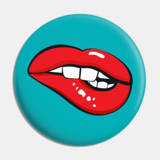 Biting Lip Mouth Pin