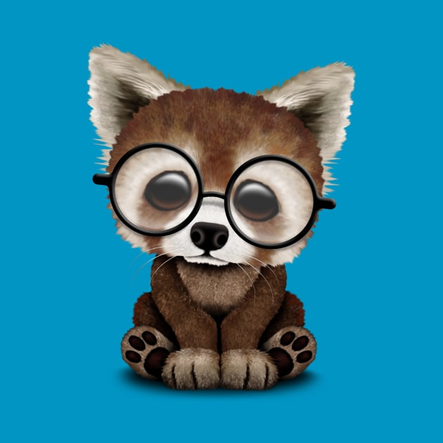 Cute Nerdy Red Panda Wearing Glasses by jeffbartels