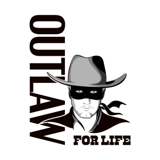 Cowboy Art | Outlaw For Life Line Art T-Shirt