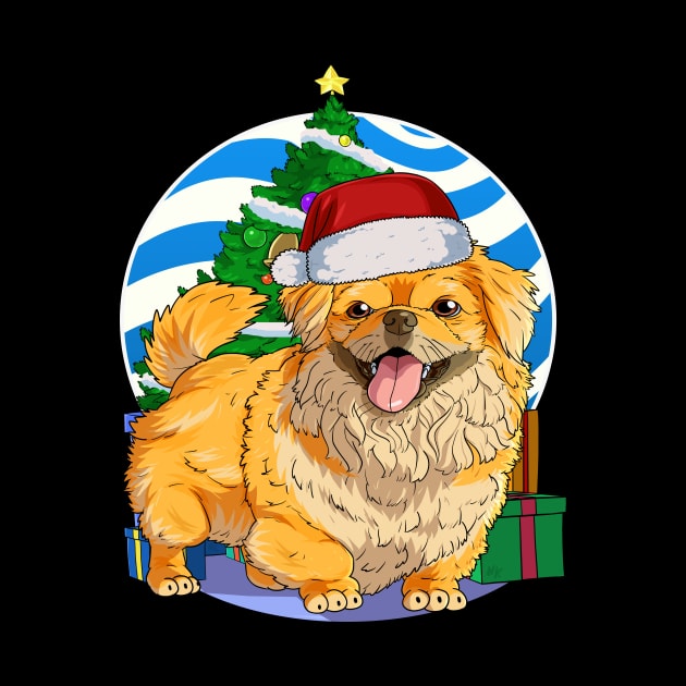 Pekingese Dog Cute Santa Christmas Gift by Noseking