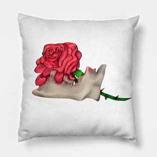 rose in the skull Pillow