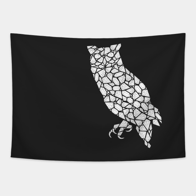 Gemstones Owl Illustration Adult Coloring Page Owl Drawing Owl Illustration Tapestry Teepublic