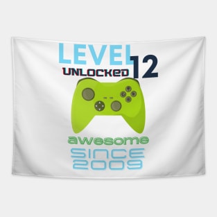 Level 12 Unlocked Awesome 2009 Video Gamer Tapestry