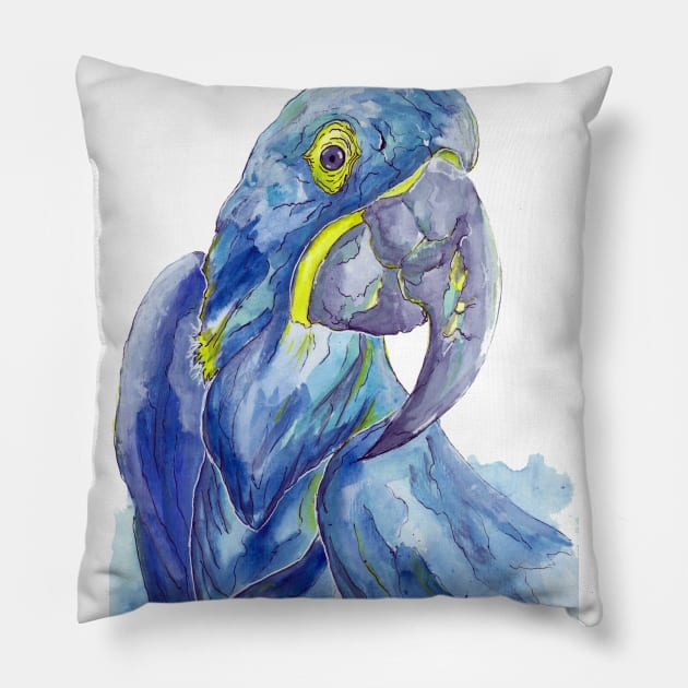 Blue Hyazinthe Ara Pillow by ZeichenbloQ