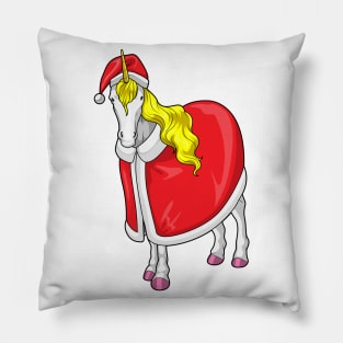 Unicorn Christmas Santa hat Pillow