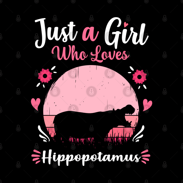 Just A Girl Who Loves Hippopotamus Pink Retro Vintage gift idea by Lyume