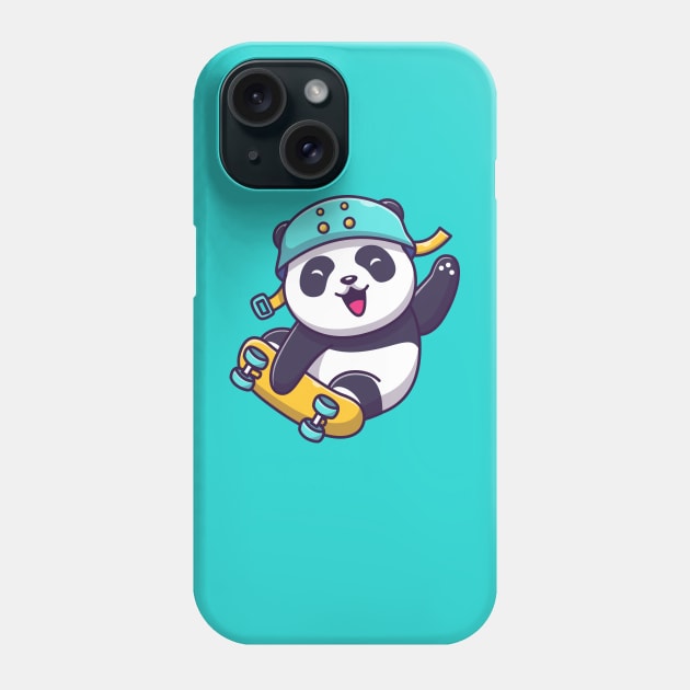 Cute Panda Playing Skateboard Cartoon Phone Case by Catalyst Labs