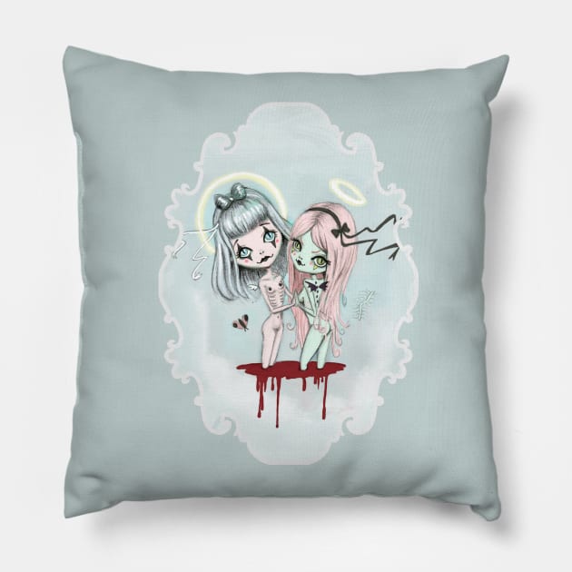 creepy alien twins Pillow by mapetitepoupee