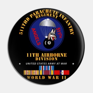 511th PIR 11th Airborne Div - WWII w PAC - PHIL SVC Pin