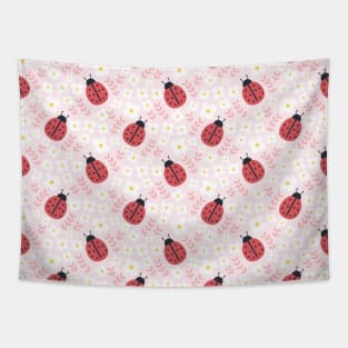 Cute Spring Floral Red Ladybug Pattern Tapestry