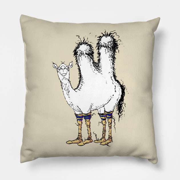 A Cute Camel with Silly Old Man Socks Pillow by obillwon